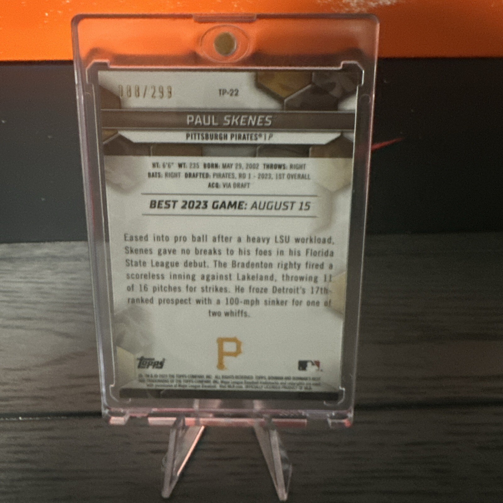 PAUL SKENES -2023 Bowman’s Best-Top Prospects Mini-Diamond Refractor /299 #TP-22