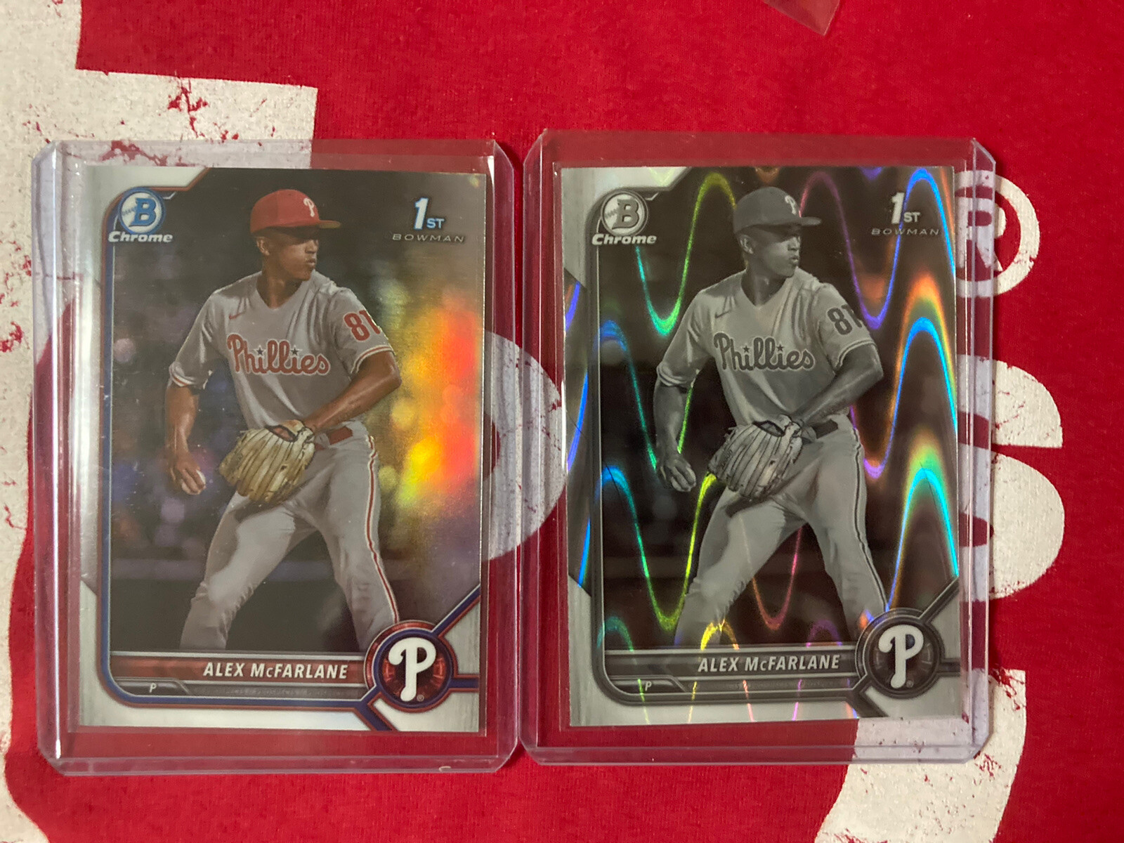 Alex McFarlane 2022 1st RC Bowman Chrome B &W RayWave + Refractor LOT Phillies