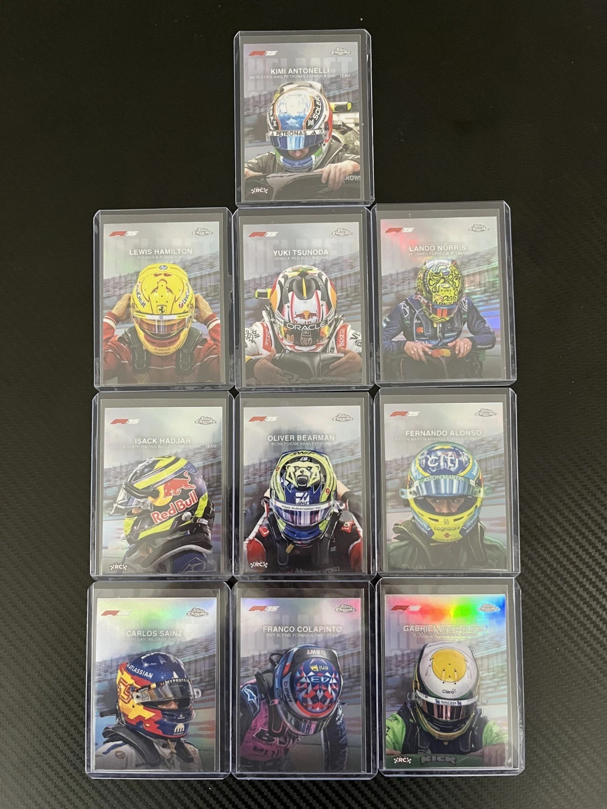 2025 Topps Chrome F1 Helmet Collection #HC-1 to #HC-10 (Yuki & Fernando remain)