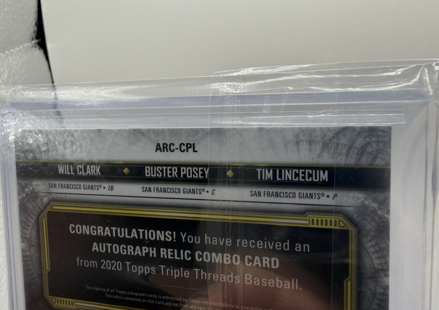 2020 Topps Triple Threads Will Clark Buster Posey Tim Lincecum Auto Relic /9