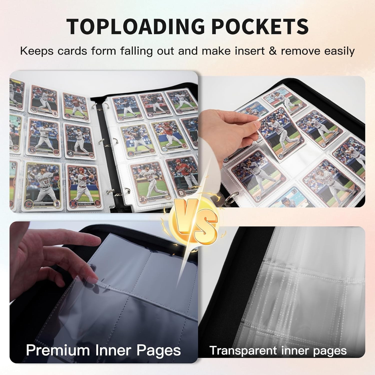 Toploader Binder, Holds 720 Toploaders, 9 Pocket Top Loader Binders