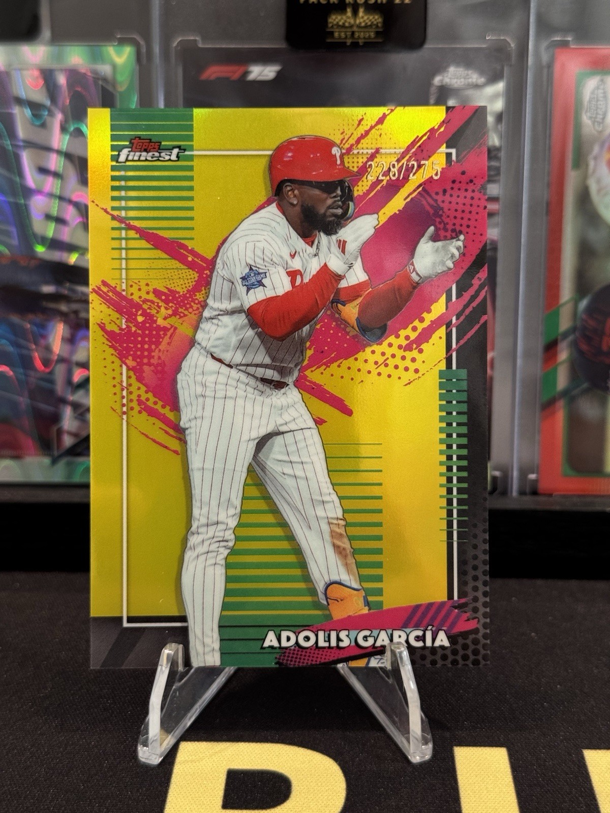 2026 Topps Finest Adolis Garcia #256 Yellow Refractor /275 Rare Phillies