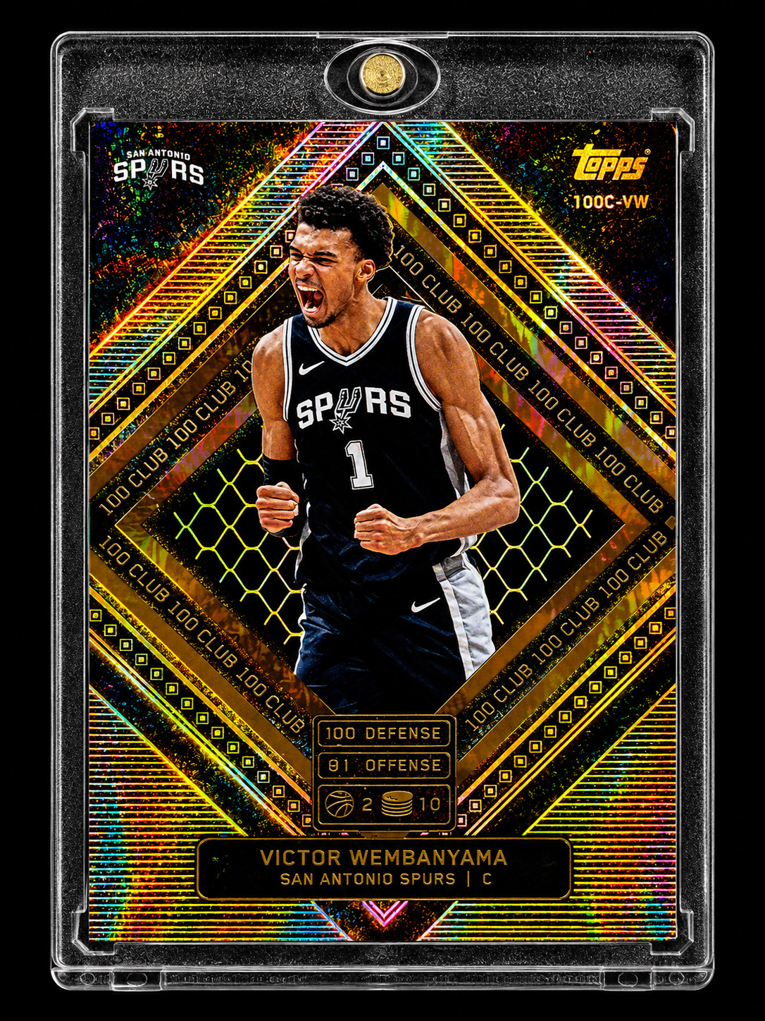 VICTOR WEMBANYAMA BLACK GOLD REFRACTOR Prizm Holo SP Insert Rare Spurs