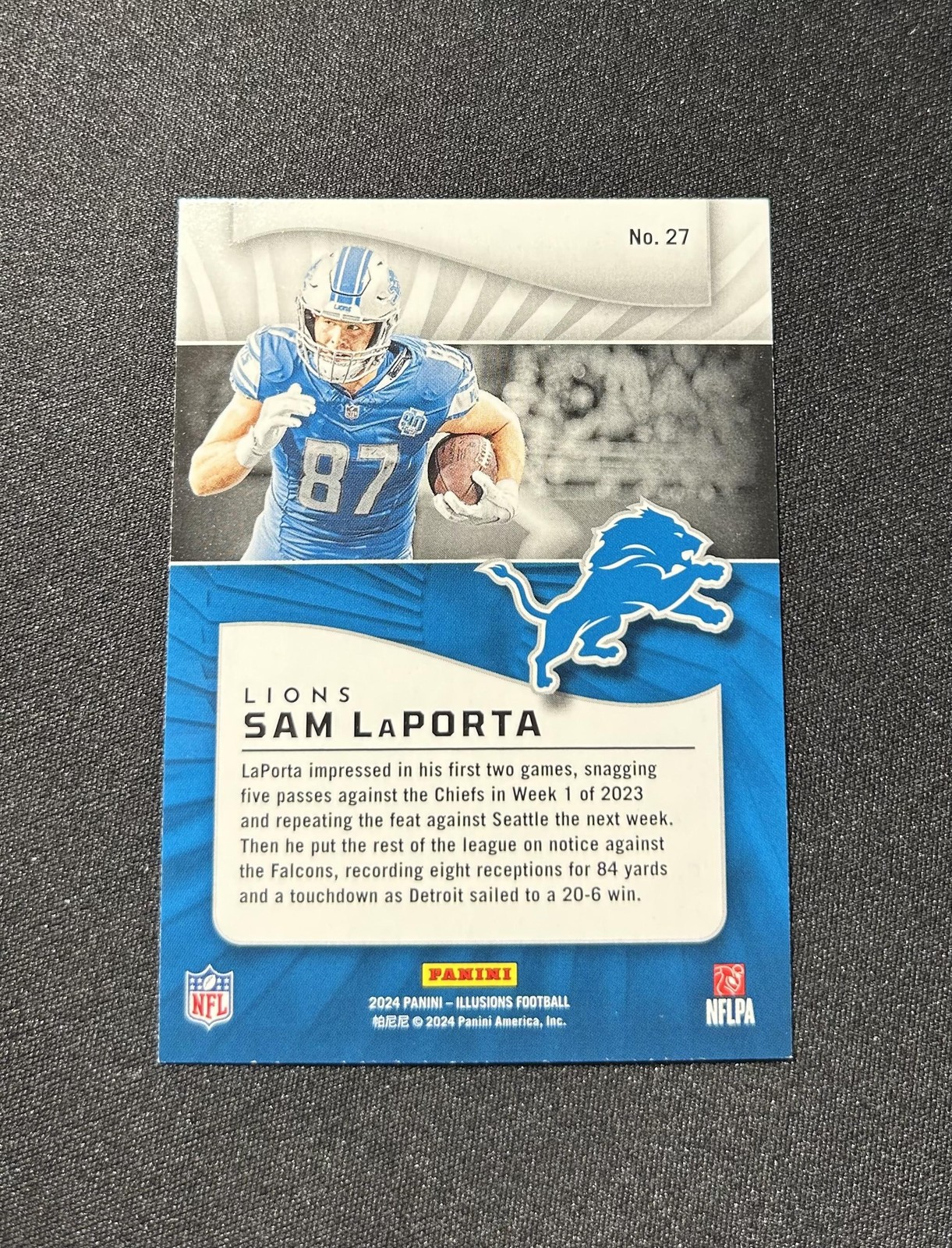2024 Panini Illusions #27 Sam LaPorta Dots Trophy Collection
