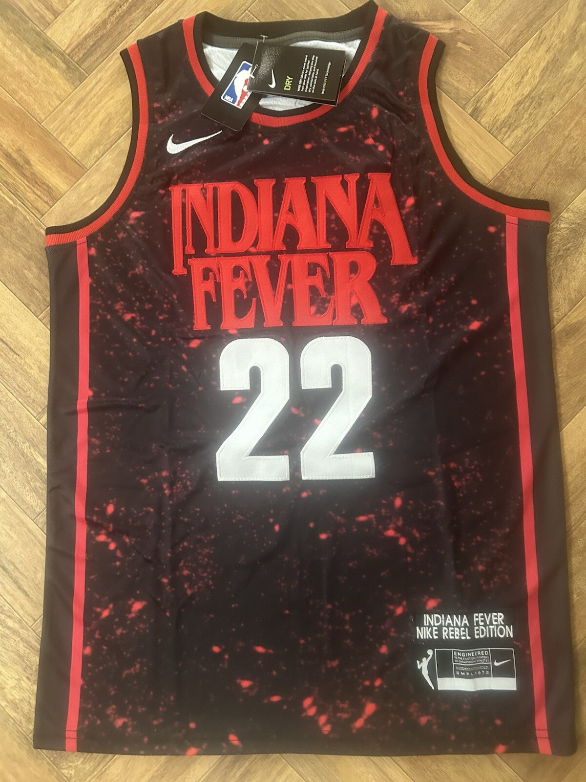 Unisex Indiana Fever Caitlin Clark Size 50-L Nike 2025 WNBA Draft Rebel Edition