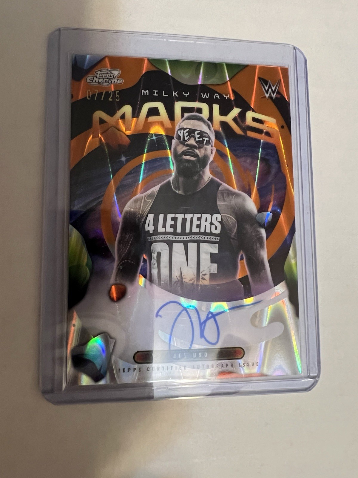 2026 WWE Topps Cosmic Chrome Main Event Jey Uso Milky Way Marks Autograph 07/25