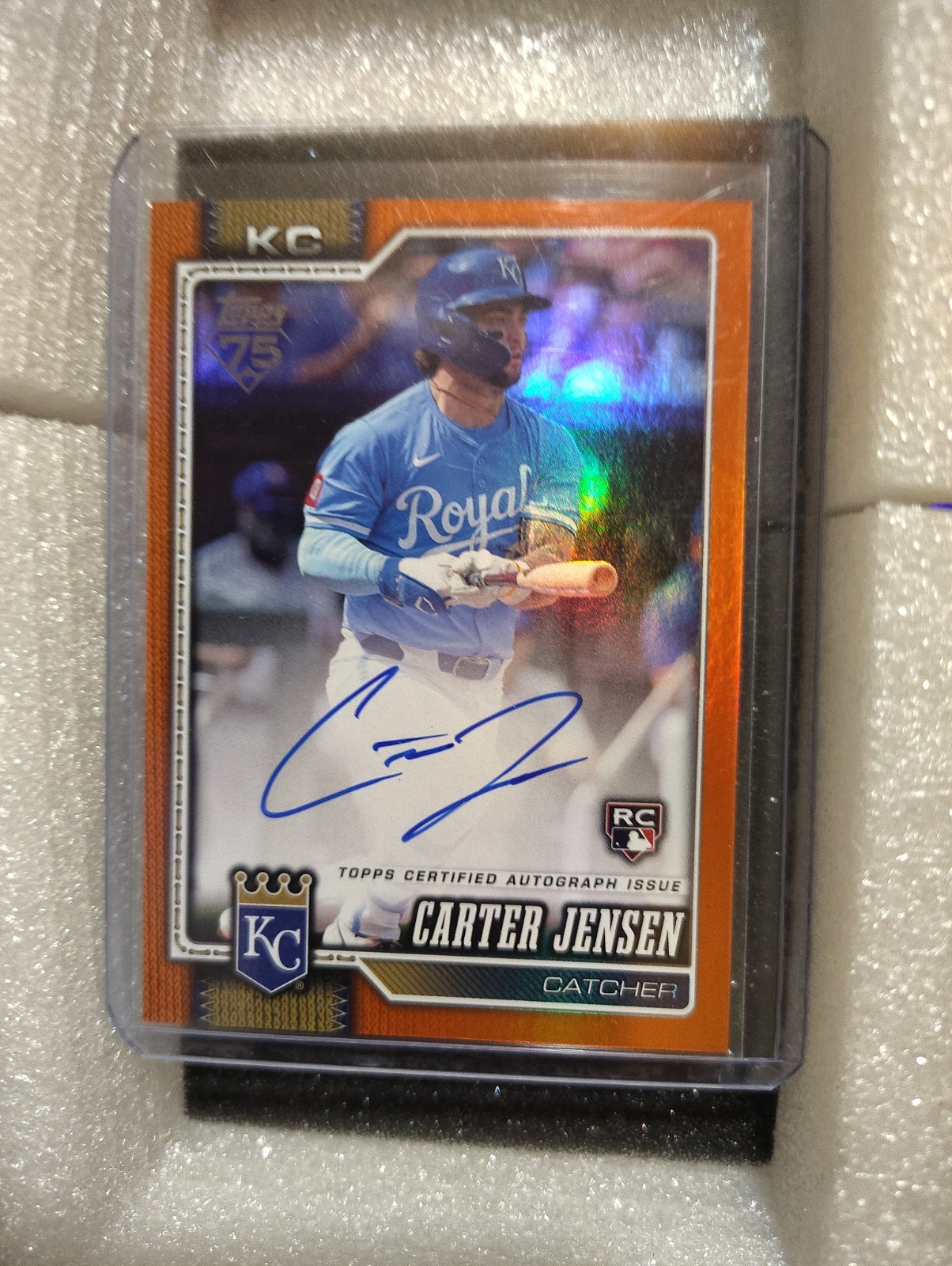 2026 Topps Series 2 Carter Jensen #530 RC Orange Foil Auto #18/25 KC Royals