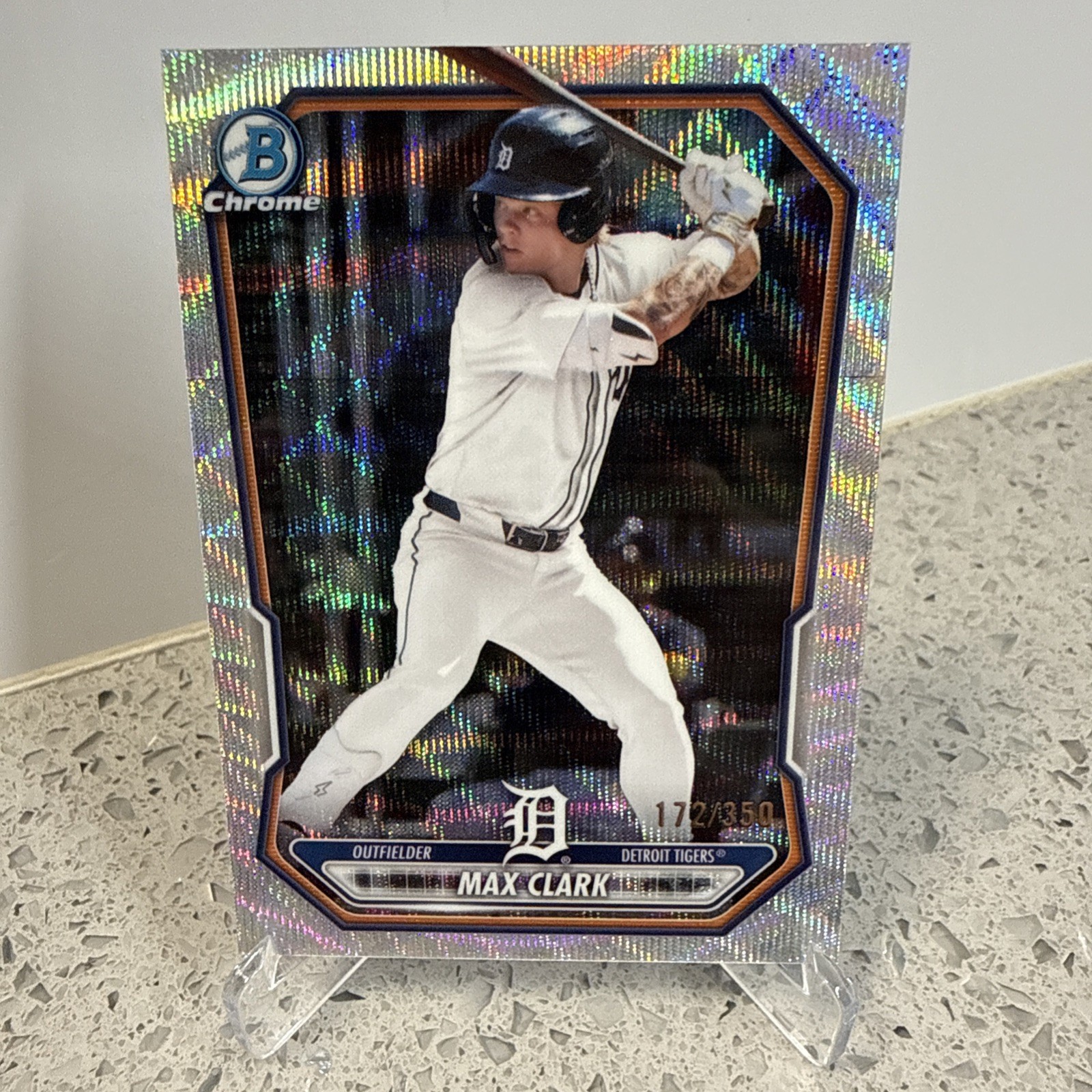 2026 Bowman – Max Clark Chrome Prospect Wave Refractor /350 #BCP-2 Tigers