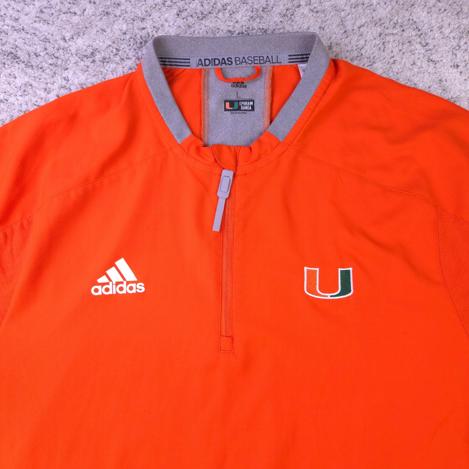 Miami Hurricanes Baseball Jacket Mens Large Player Issued Adidas Batting Cage BP