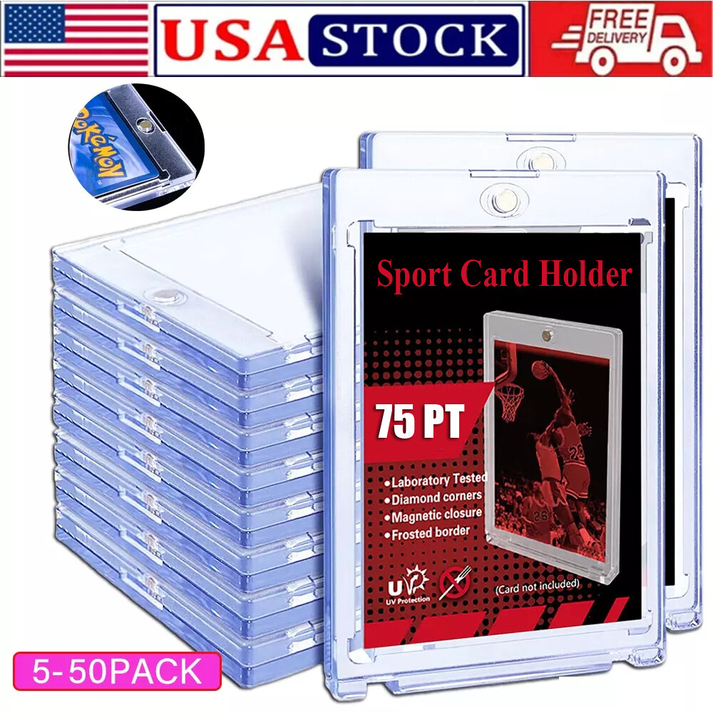 5/10/20/30/50 Pack Magnetic Trading Card Holders 75PT One-Touch UV Protection US