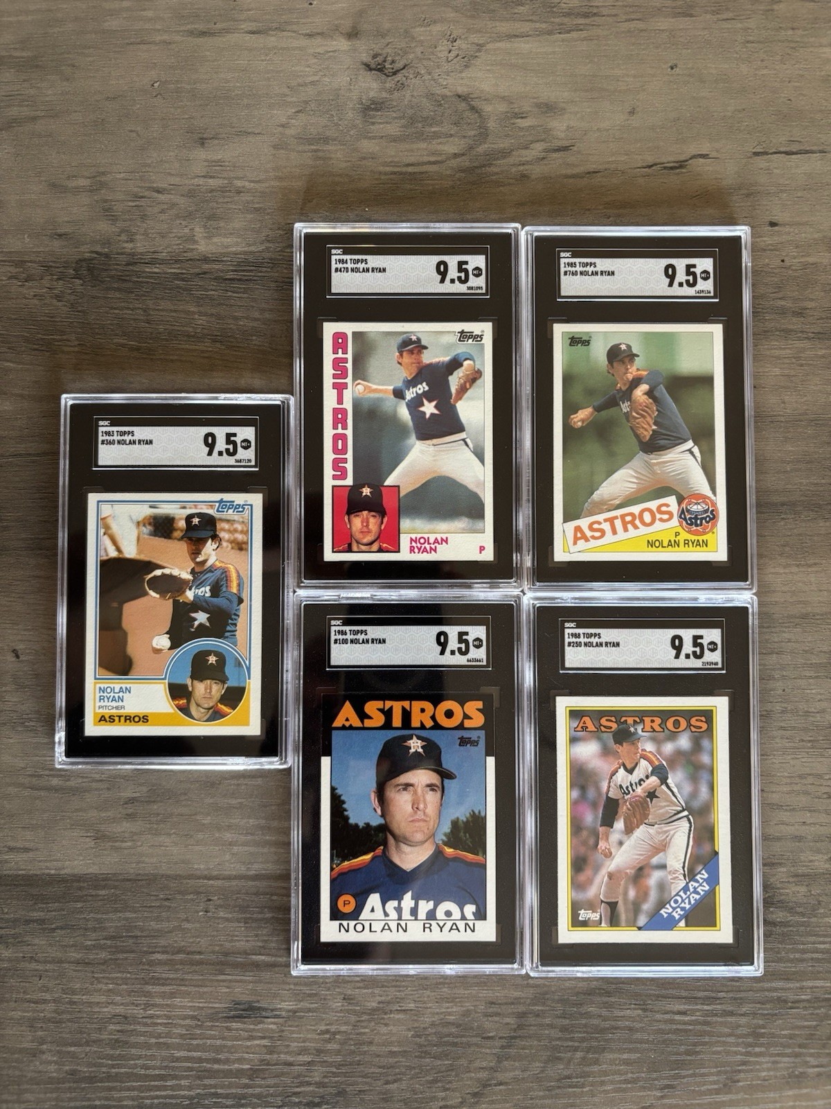 TOPPS NOLAN RYAN Lot of (5) All SGC Graded 9.5 – Years 1983, 84, 85, 86, 88 🌈