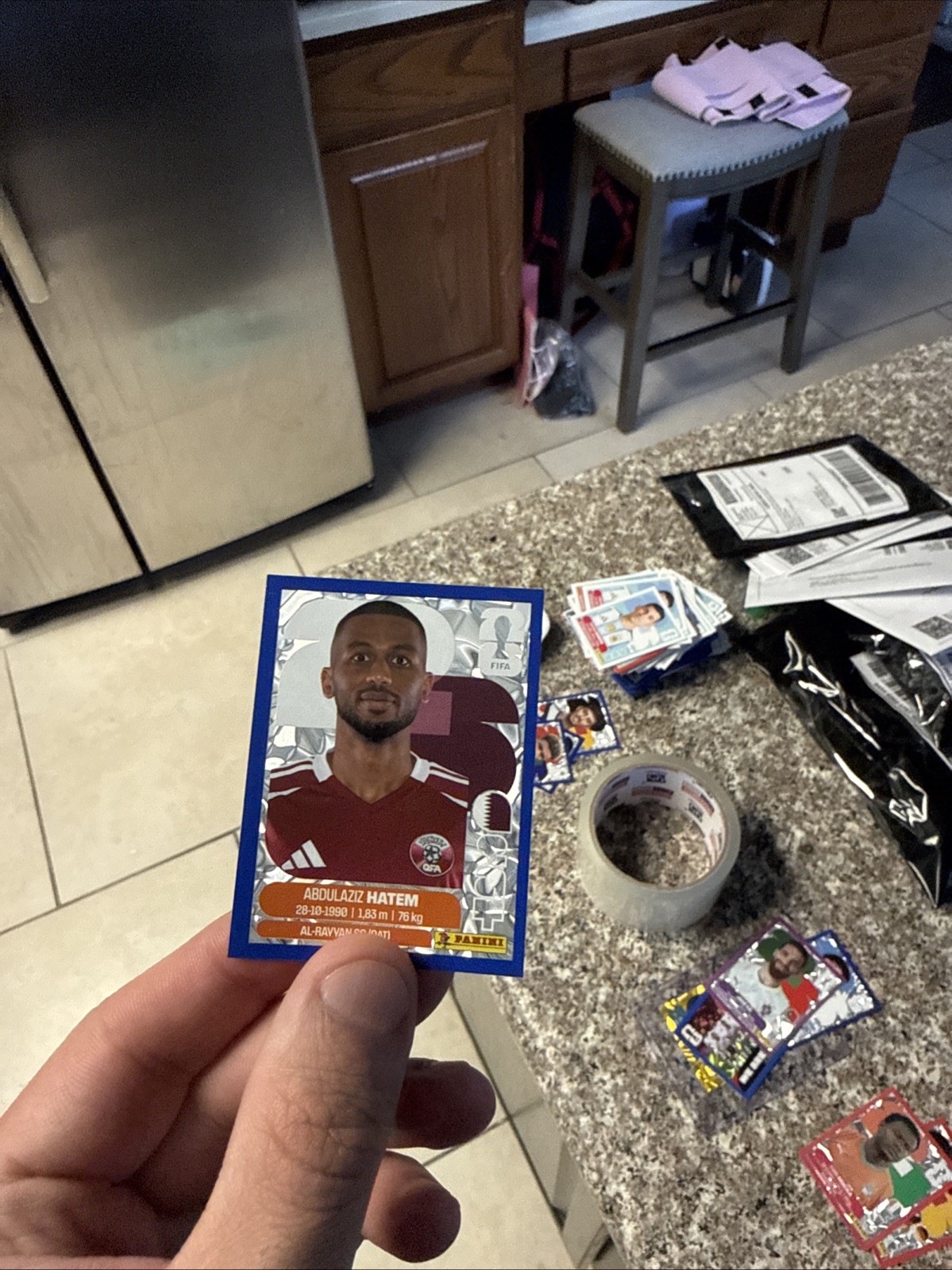 Abdulaziz Hatem Qatar Qat15 World Cup Sticker 2026 Gold Foil Parallel Soccer