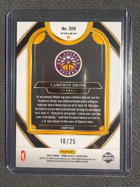 2025 Panini Select WNBA Courtside Tie Dye Cameron Brink #10/25 WNBA