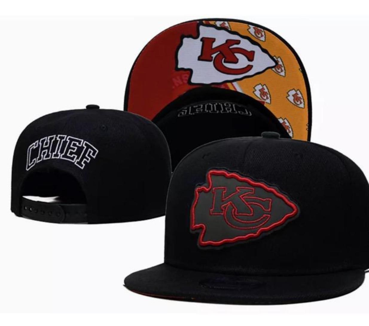 Kansas City Chiefs Black Snapback Hat – Red & Black Arrowhead Logo | Adjustable