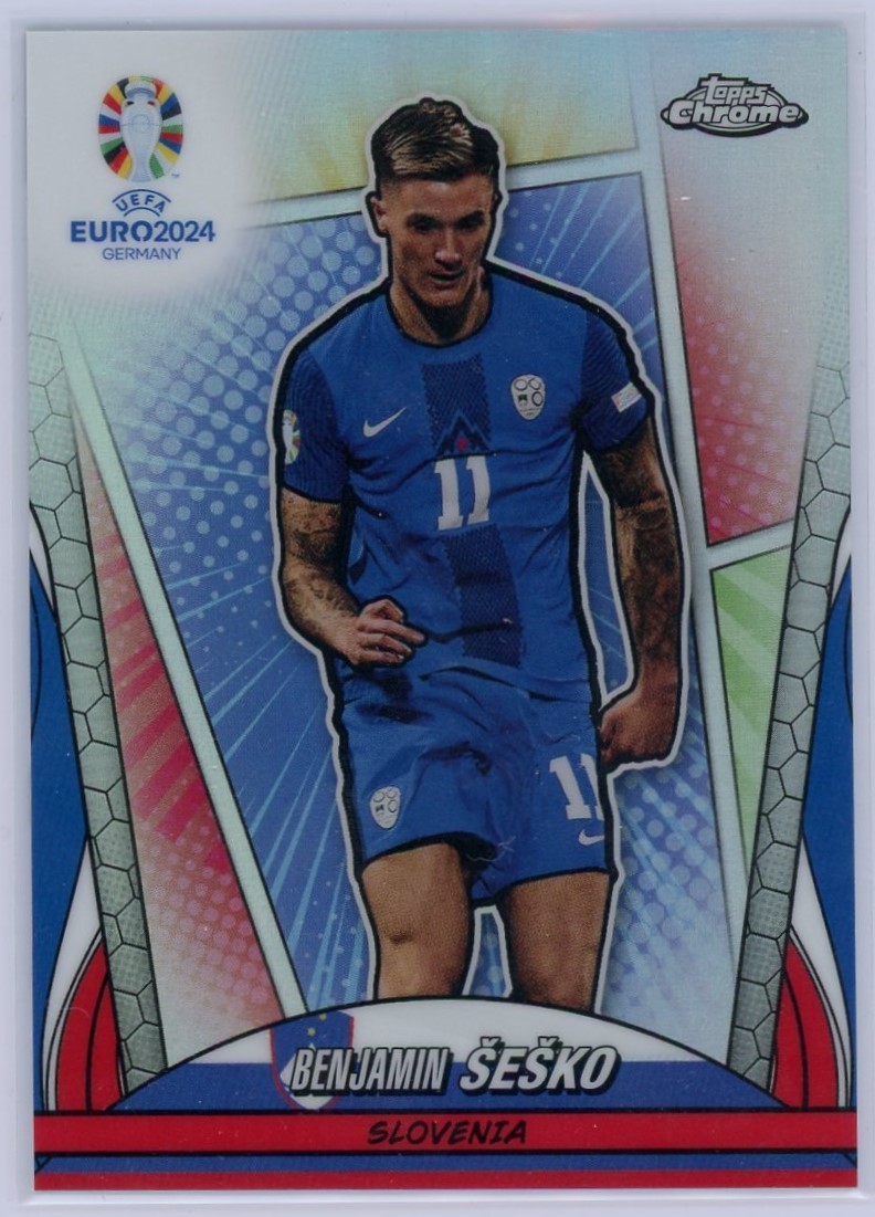 Benjamin Sesko 2024 Topps Chrome UEFA Euro Hero Variation SP #11