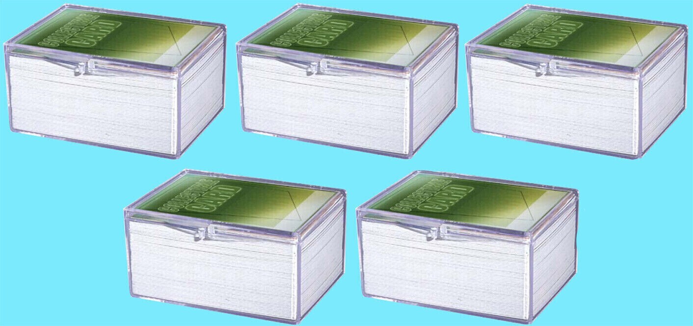 5 Pro-Safe 100 COUNT CARD STORAGE PLASTIC HINGED BOX CASES – BRAND NEW