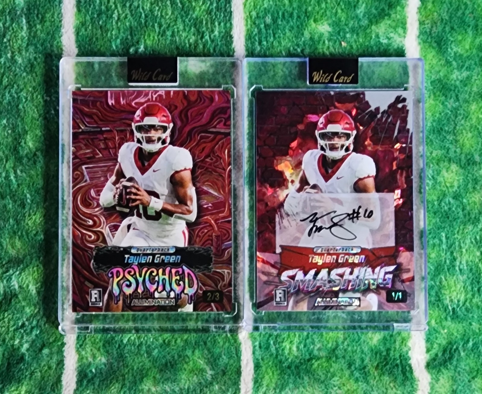 2026 WILD CARD (2) CARD LOT TAYLEN GREEN 1/1 SMASHING AUTO & 2/3 PSYCHED RC’S…