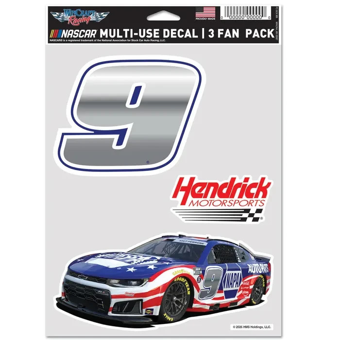 Chase Elliott 2026 Wincraft #9 NAPA PATRIOTIC Multi Use Decal Sheet(3Pc)