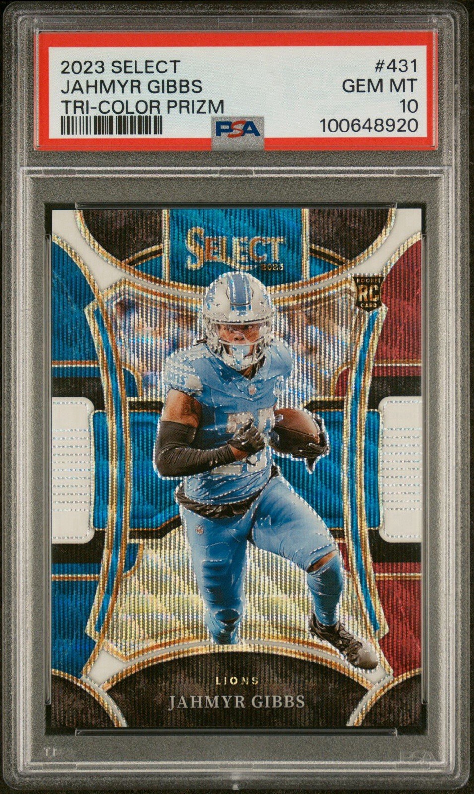 2023 Panini Select – Suite Level Jahmyr Gibbs #431 Tri-Color Prizm /149 (RC)