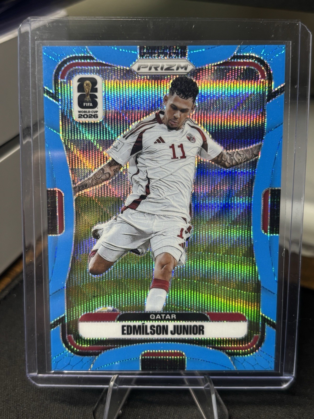 2026 Panini Prizm FIFA World Cup Edmilson Junior Blue Wave Prizm /225 #375 Qatar