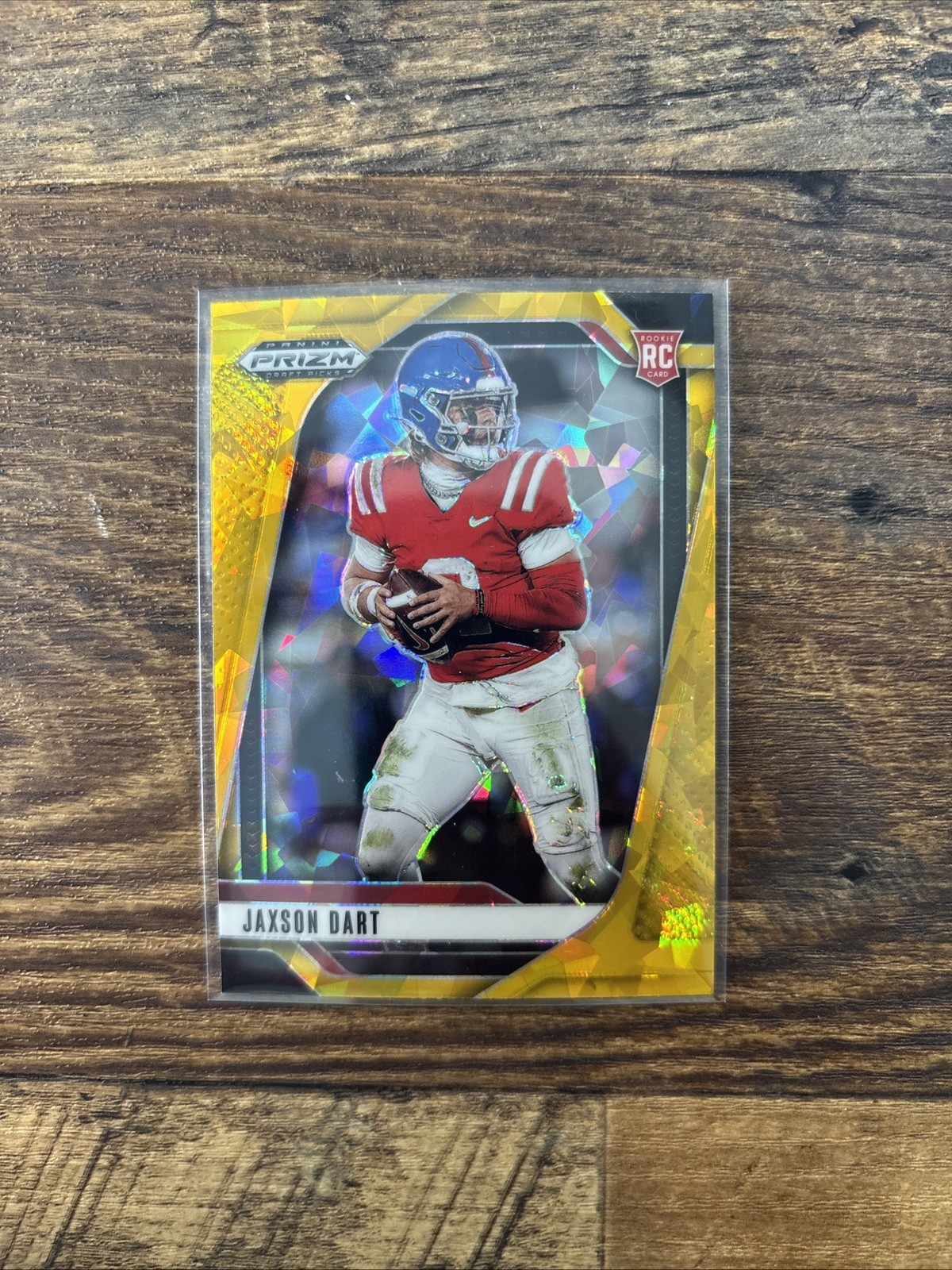 2025 Panini Prizm Draft Picks – Jaxson Dart #90 Gold Ice Prizm (RC)
