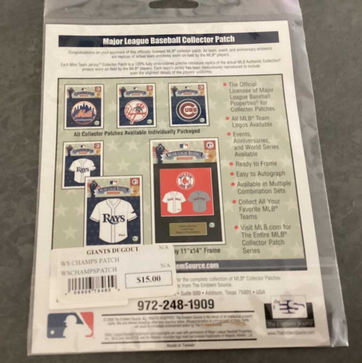2010 MLB World Series Champions San Francisco Giants Collector Patch & Pin