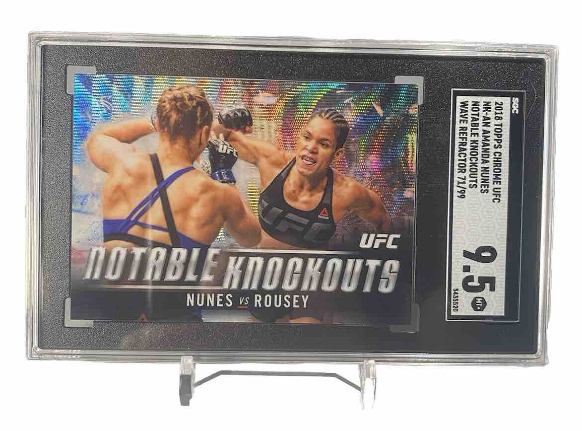 2018 TOPPS CHROME UFC Notable Knockouts WAVE REFRACTOR #/99 AMANDA NUNES SGC 9.5