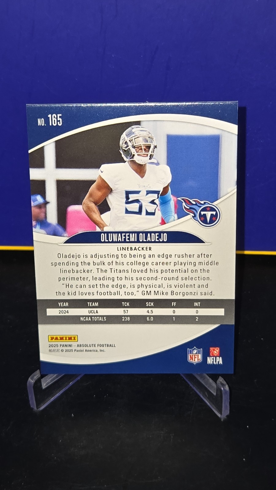 2025 Panini Absolute – Holofoil Rookies Oluwafemi Oladejo #165 (RC) Titans