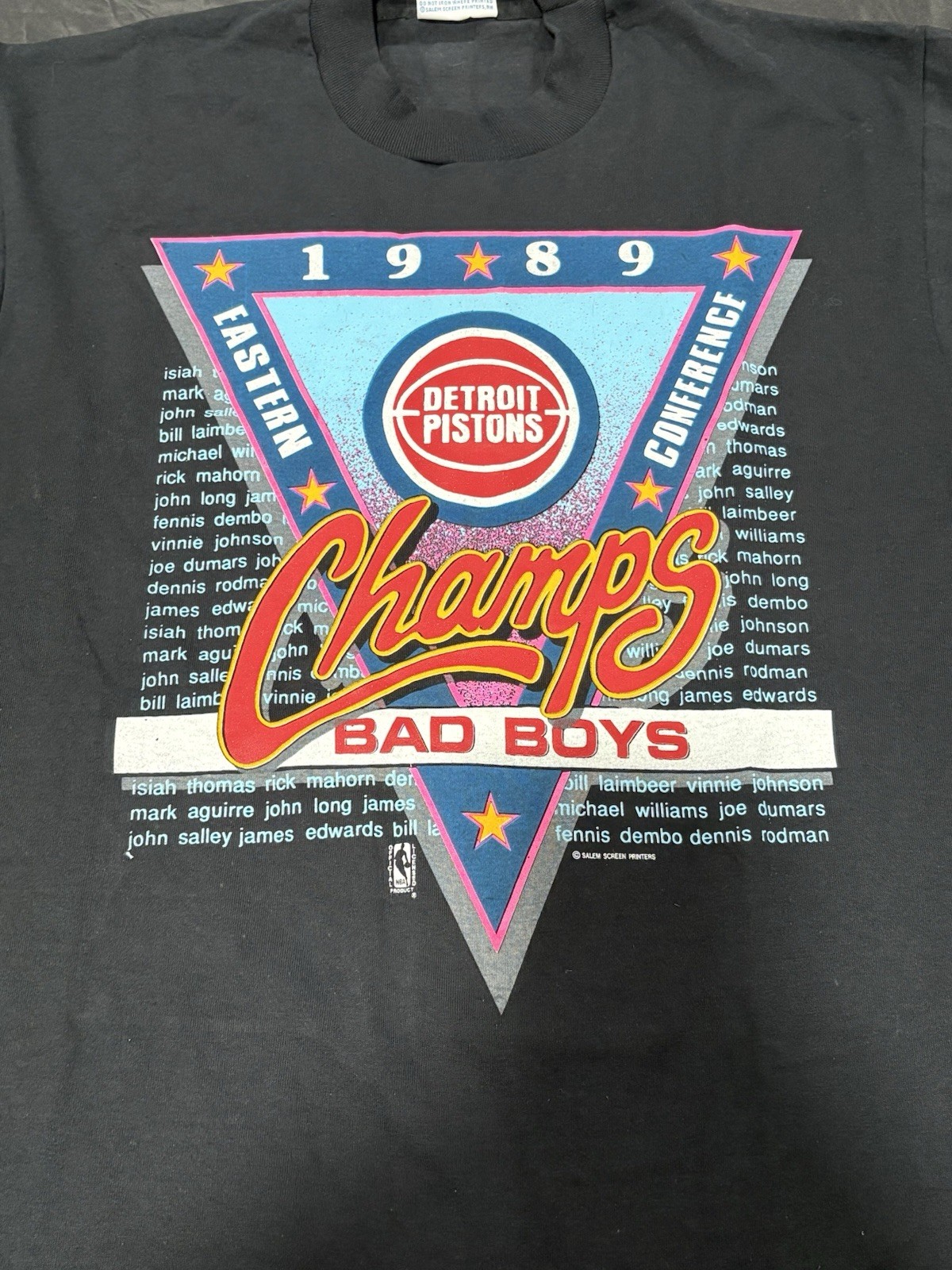 Vintage 89 Detroit Pistons Shirt Salem Sportswear Size Large.