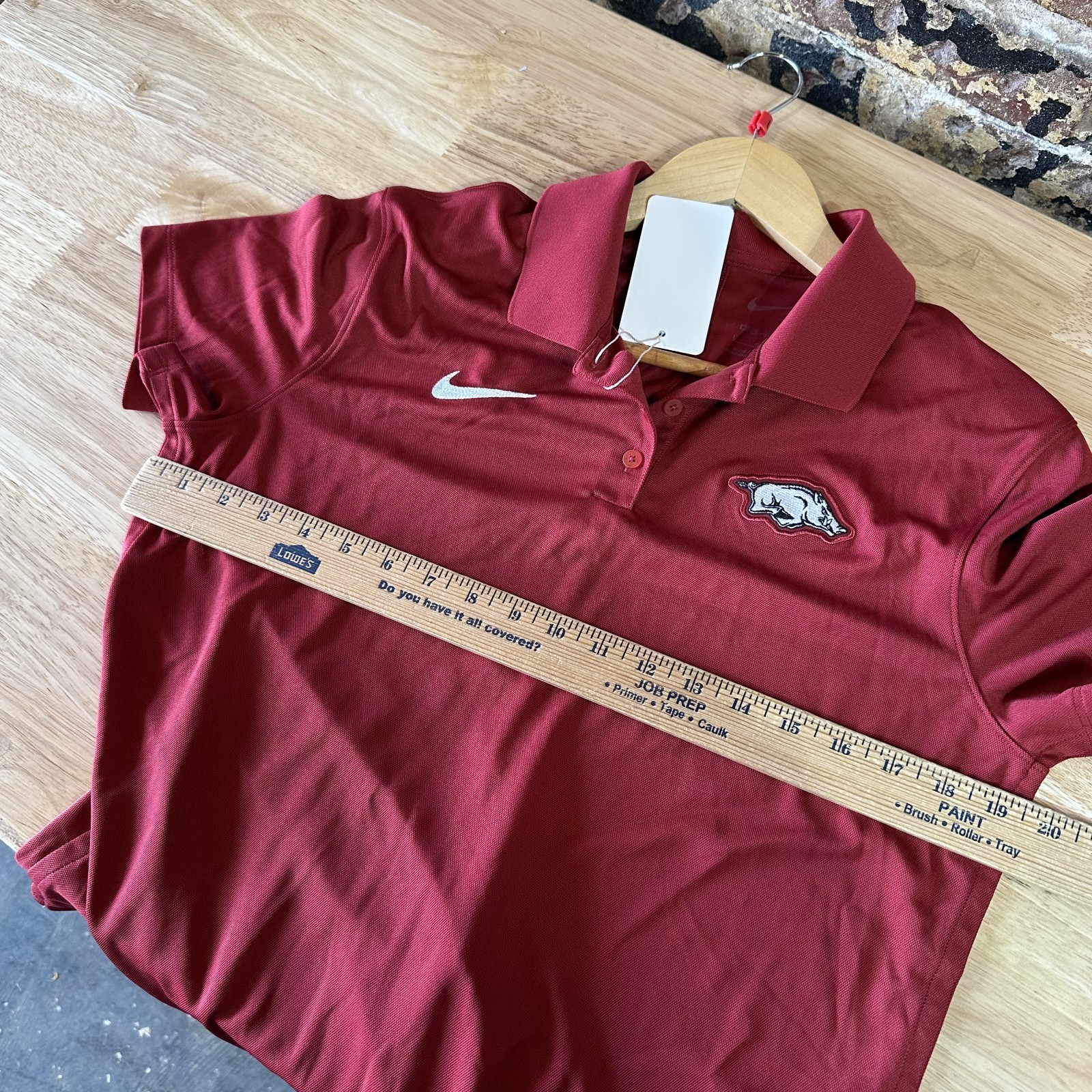 Arkansas Razorbacks Polo Shirt Womens Large Red Dri Fit Short Sleeve