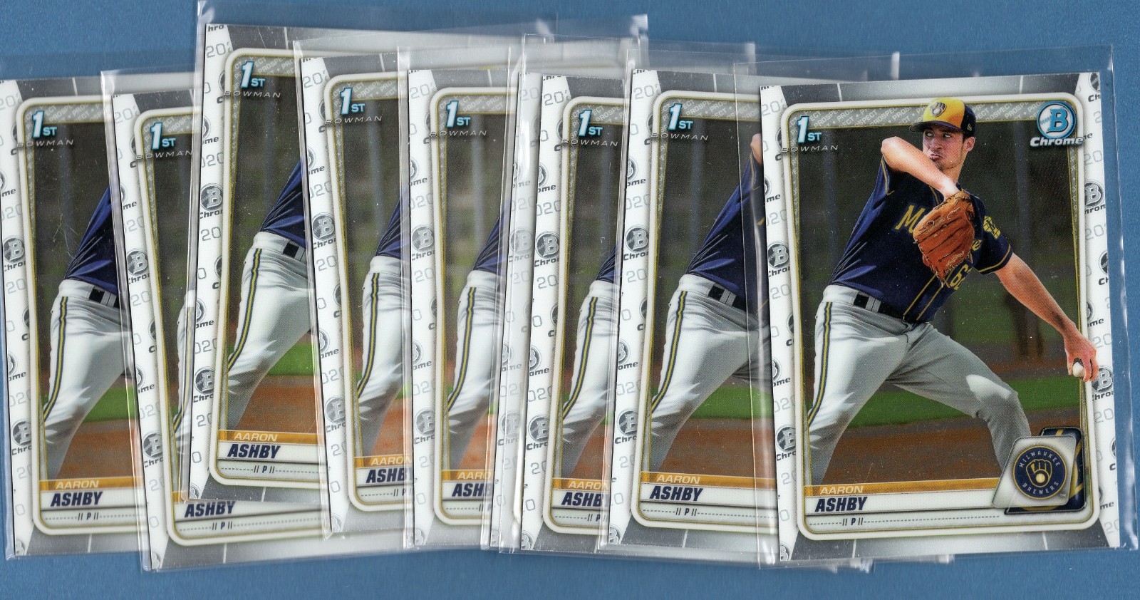 2020 Bowman Chrome Prospects Aaron Ashby Lot (9) Brewers Rookie RC BCP-57