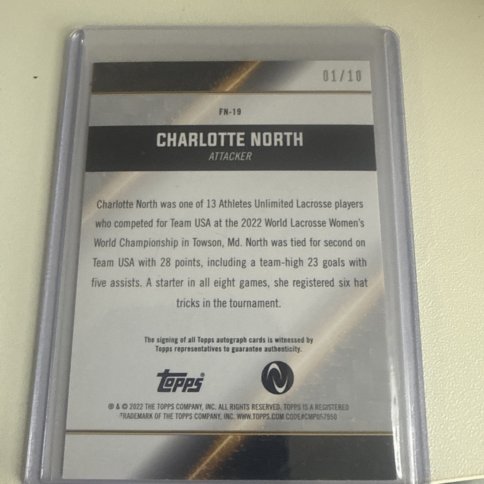 2023 Topps Face of the Nation 1/10 One of Best Lacrosse players of all time Auto