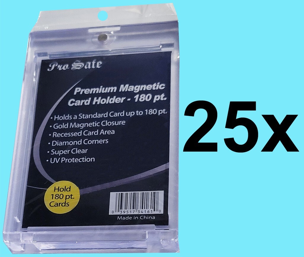 25 PRO SAFE PREMIUM 180pt MAGNETICS UV Safe Thick Card Holder Case Ultra Clear