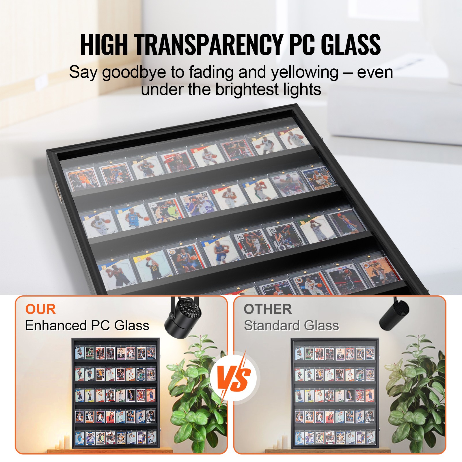 VEVOR 35 Graded Sports Card Display Case 24.3 x 30.5 x 2.1 in 98% UV Protection