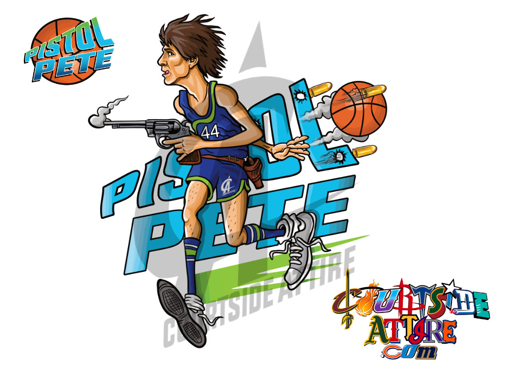 Pistol Pete Maravich Caricature Shirt Mens Unisex Adult