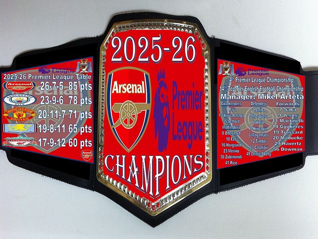 2025-26 Arsenal FC English Premier League Football Champions Championship Belt