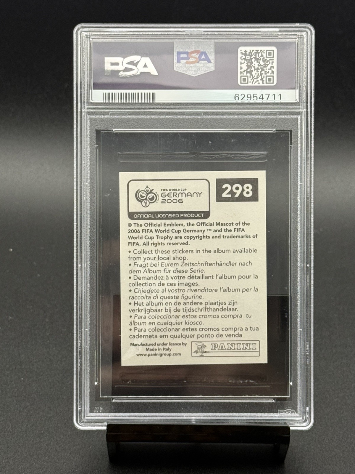 2006 PANINI WORLD CUP GERMANY STICKER #298 CRISTIANO RONALDO PSA 9