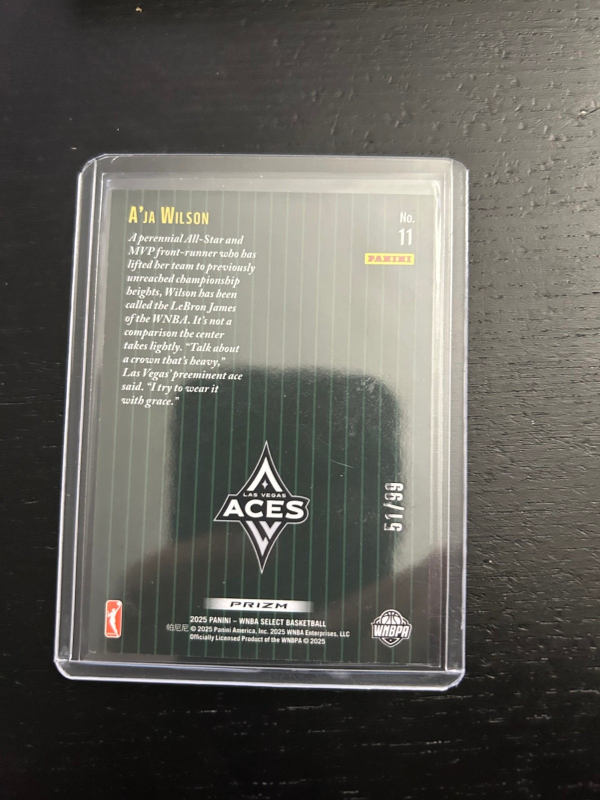 WNBA Select 2025 Aja Wilson Blue Flash Throwback /99