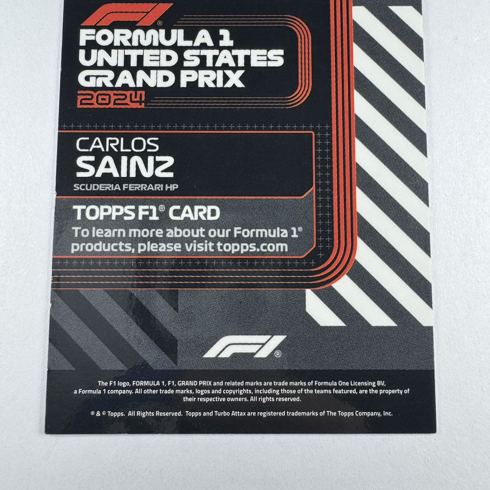 2024 Topps F1 United States GP Carlos Sainz /50 Scuderia Ferrari Exclusive AUT-7
