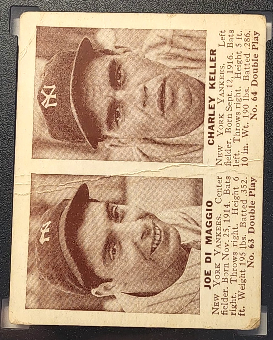 1941 DOUBLEPLAY #63/64 JOE DIMAGGIO / CHARLEY KELLER SGC 1.5 FAIR HOF
