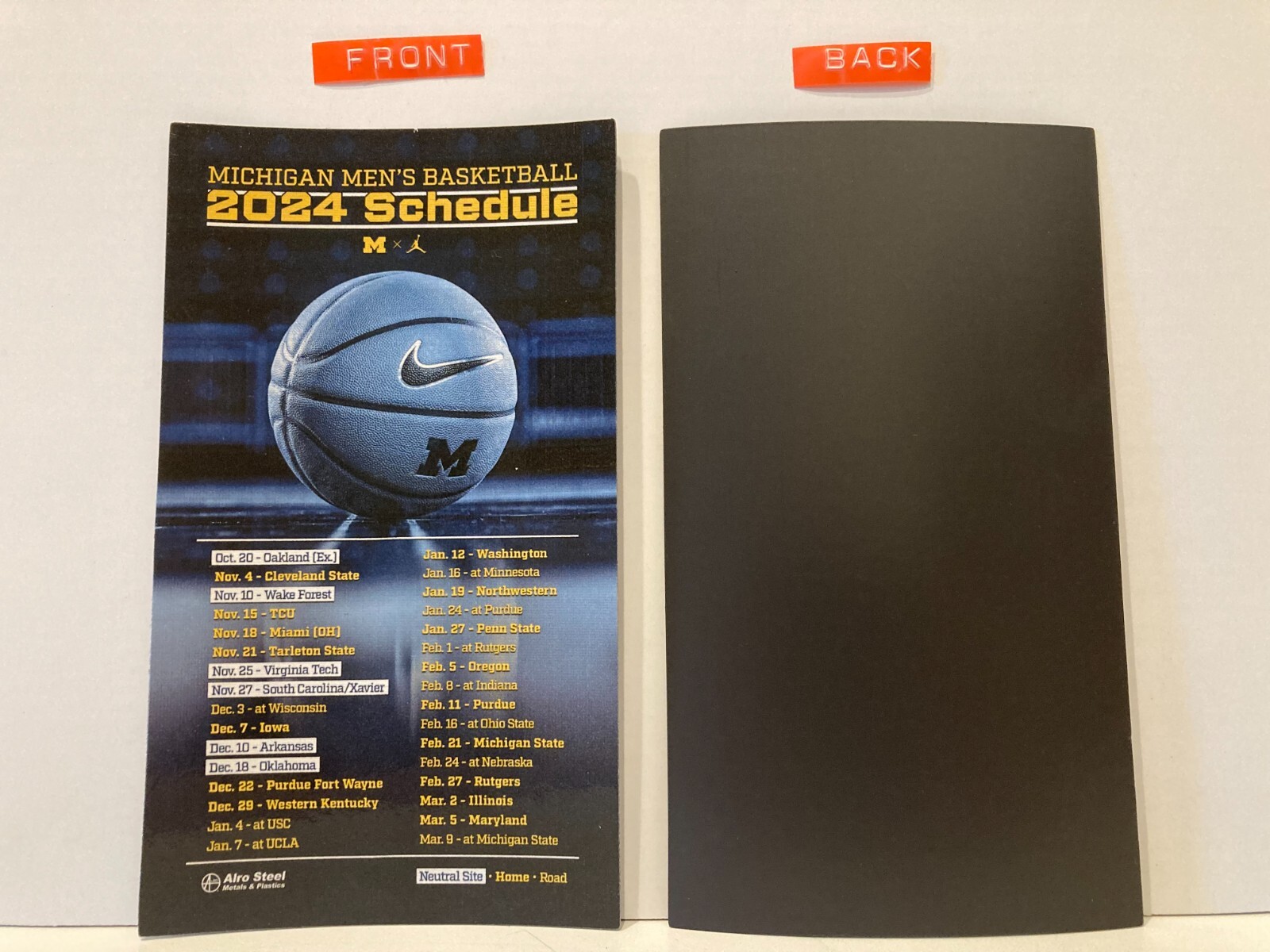 UNIVERSITY OF MICHIGAN 2024-2025 MEN’S BASKETBALL MAGNET SCHEDULE 4″ X 7″ NEW