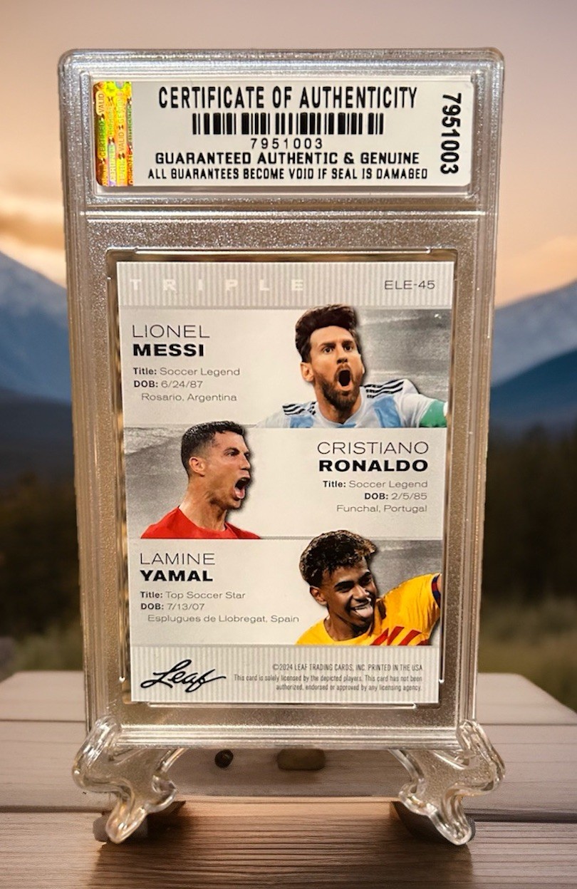 Lamine Yamal/MESSI/RONALDO RC 2024 LEAF Legends GRADED GEM-MT 10 ROOKIE #ELE-45
