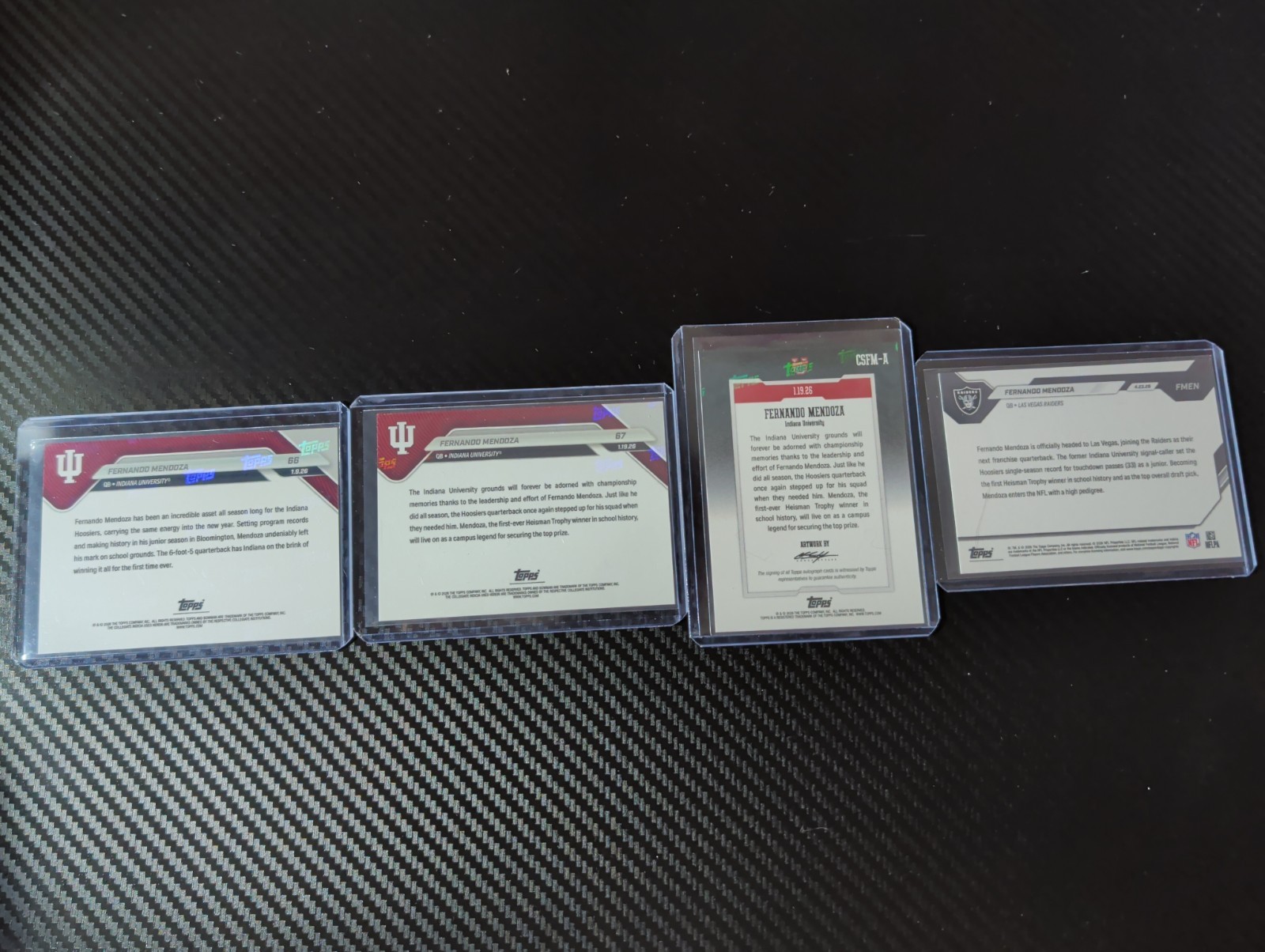 Fernando Mendoza 16 Card Lot 1st Bowman Chrome + Bowman U NOW Run Raiders