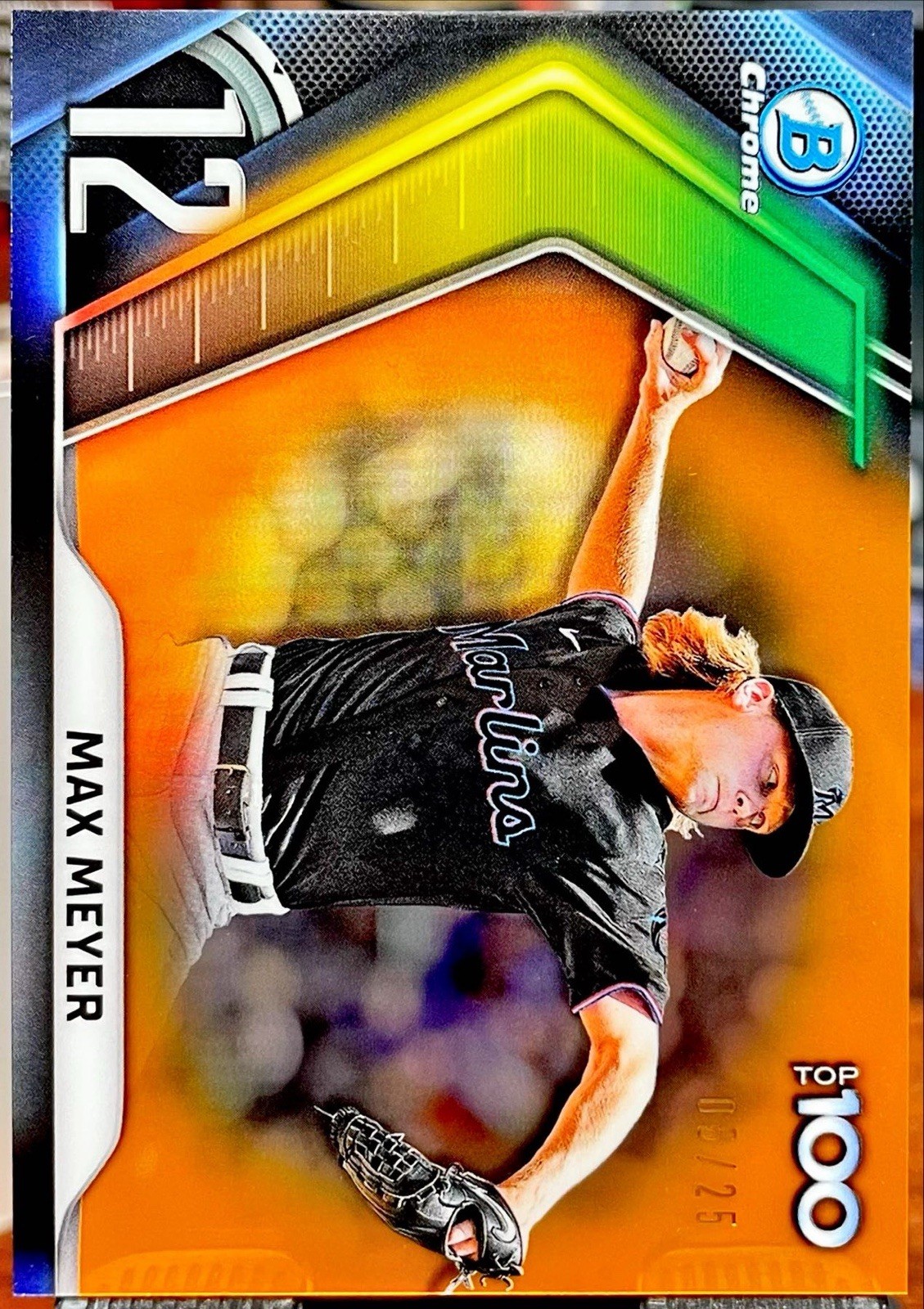 2022 Bowman Max Meyer RC 1st True Orange /25 BTP-12 Bowman Scouts’ Top 100