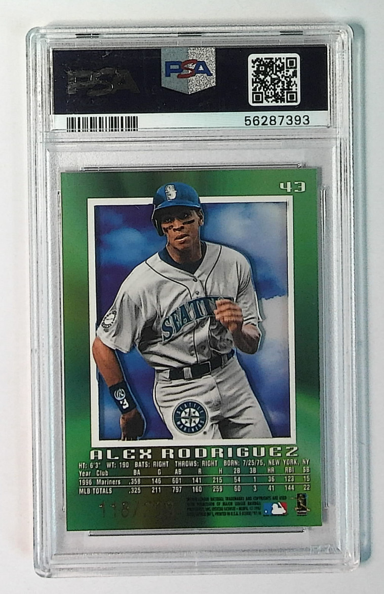1997 Skybox E-X2000 Alex Rodriguez Credentials /299 Mariners PSA 8