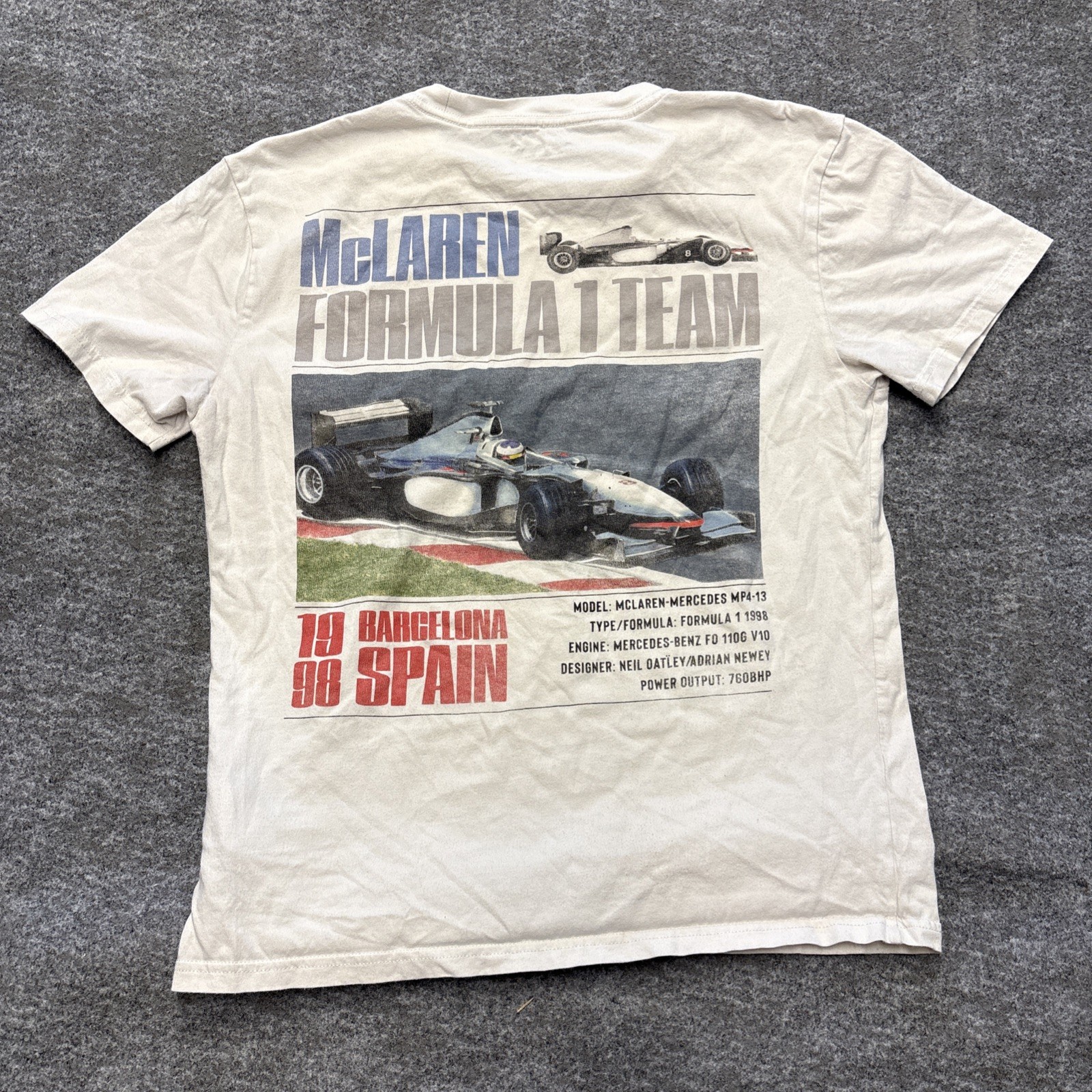 McLaren Formula 1 Team Fast Lane Graphic T-Shirt XS 1998 Barcelona