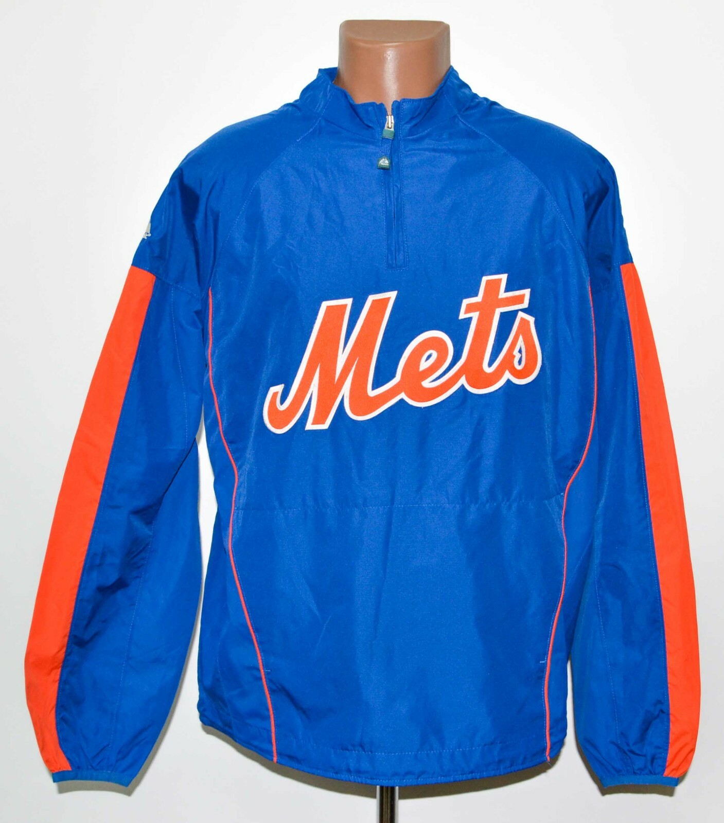 NEW YORK METS BASEBALL USA 1/3 ZIP JACKET JERSEY MAJESTIC SIZE M ADULT