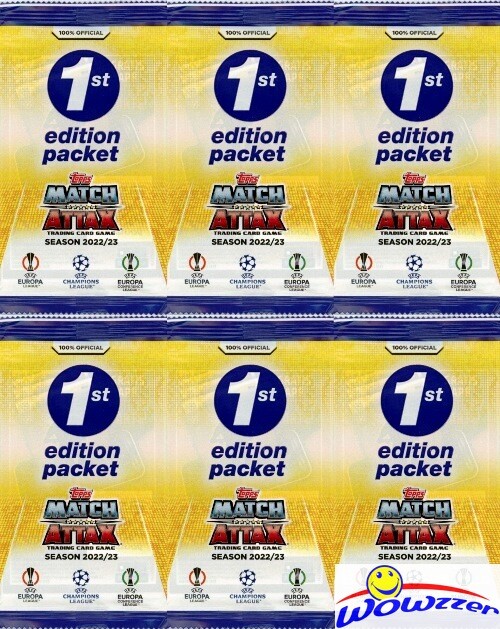(6) 2022/23 Topps Match Attax UEFA 1st Edition Limited Factory Sealed Foil Packs