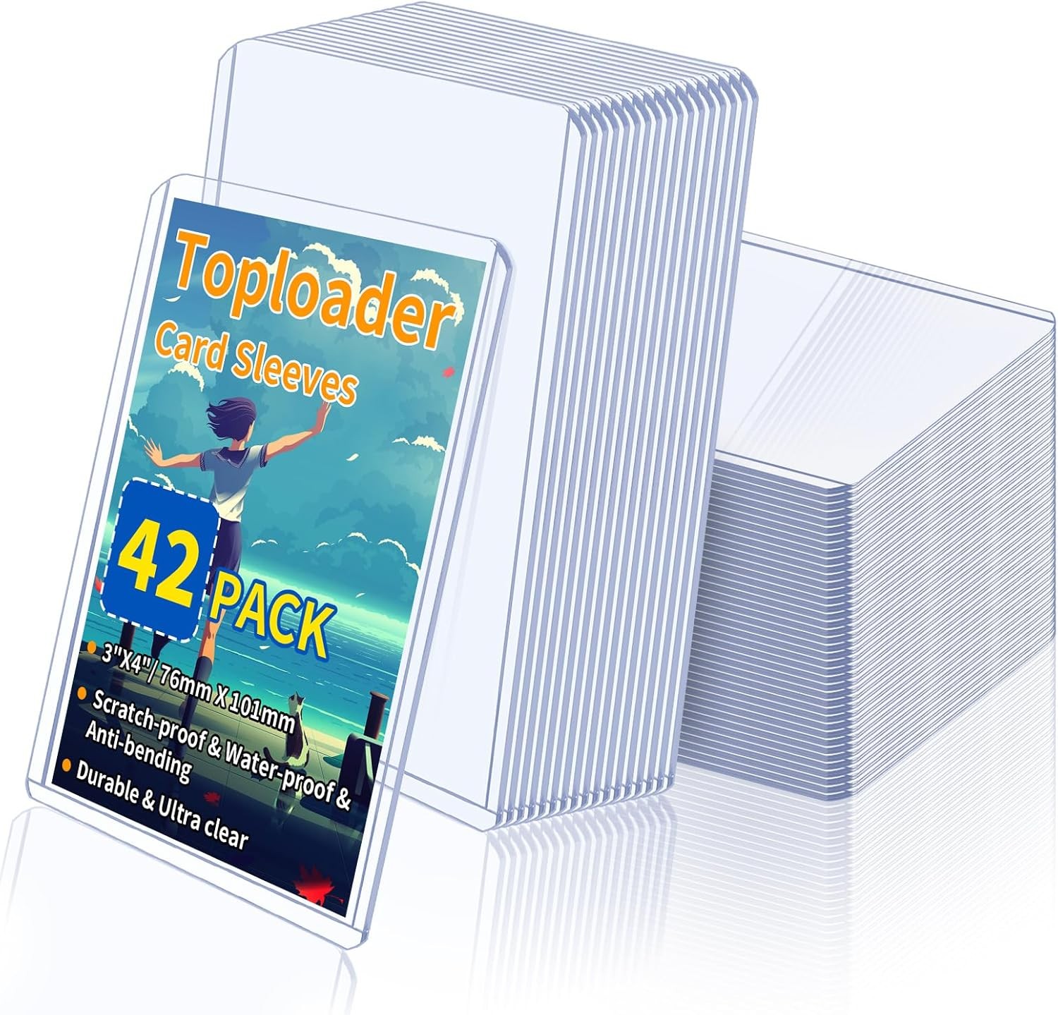 3x4in Card Sleeves Top Loaders 42 Count Hard Plastic Baseball