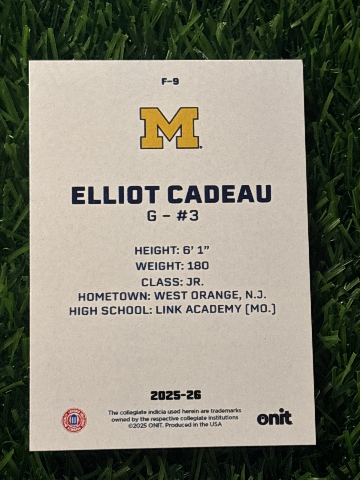 ELLIOT CADEAU 2025-26 ONIT Michigan Basketball #F-9 Fusion White Insert